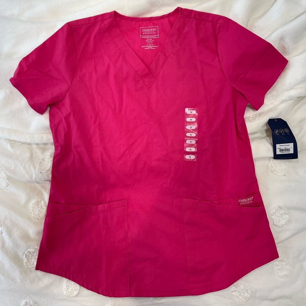 NWT Hot Pink Cherokee Women's scrub Top